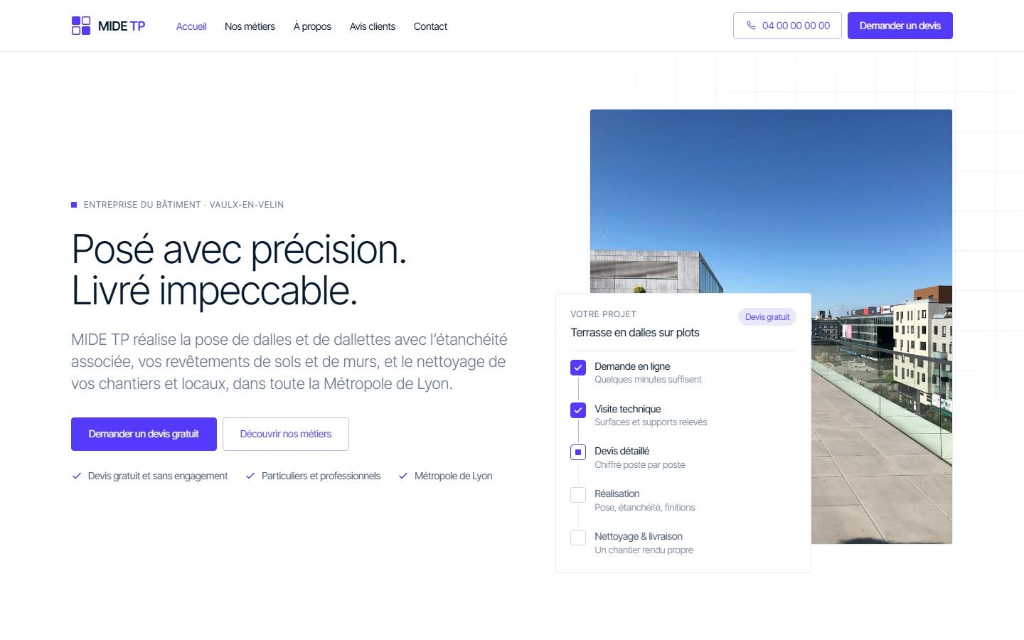 Page d’accueil du site MIDE TP